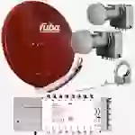 Fuba Sat Anlage 16 Teilnehmer - 2 Satelliten (z.B. Astra/Hotbird) | Satellitenschüssel Komplettset - DAA 850 R Sat-Schüssel 85cm Alu rot + 2x LNB Fuba Sat Anlage 16 Teilnehmer - 2 Satelliten (z.B. Astra/Hotbird) | Satellitenschüssel Komplettset - DAA 850 R Sat-Schüssel 85cm Alu rot + 2x LNB