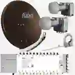 Fuba Sat Anlage 24 Teilnehmer - 2 Satelliten (z.B. Astra/Hotbird) | Satellitenschüssel Komplettset - DAA 850 B Sat-Schüssel 85cm Alu braun + 2x LNB Fuba Sat Anlage 24 Teilnehmer - 2 Satelliten (z.B. Astra/Hotbird) | Satellitenschüssel Komplettset - DAA 850 B Sat-Schüssel 85cm Alu braun + 2x LNB