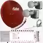 Fuba Sat Anlage 24 Teilnehmer - 2 Satelliten (z.B. Astra/Hotbird) | Satellitenschüssel Komplettset - DAA 850 R Sat-Schüssel 85cm Alu rot + 2x LNB Fuba Sat Anlage 24 Teilnehmer - 2 Satelliten (z.B. Astra/Hotbird) | Satellitenschüssel Komplettset - DAA 850 R Sat-Schüssel 85cm Alu rot + 2x LNB