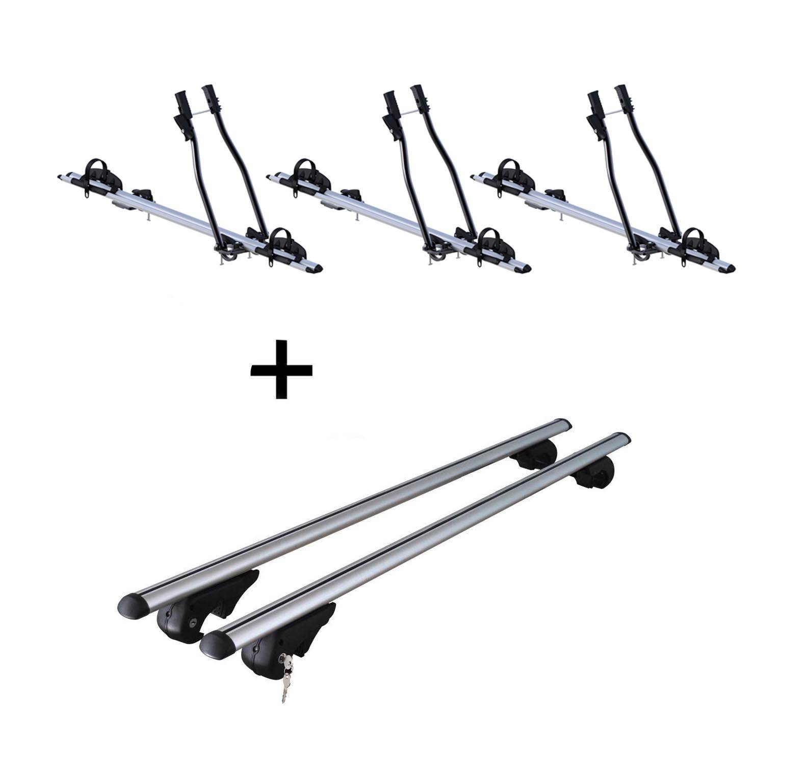 3x Fahrradträger SAGITTAR + Dachträger Rio 120 kompatibel mit für VW Tiguan 2007-2016