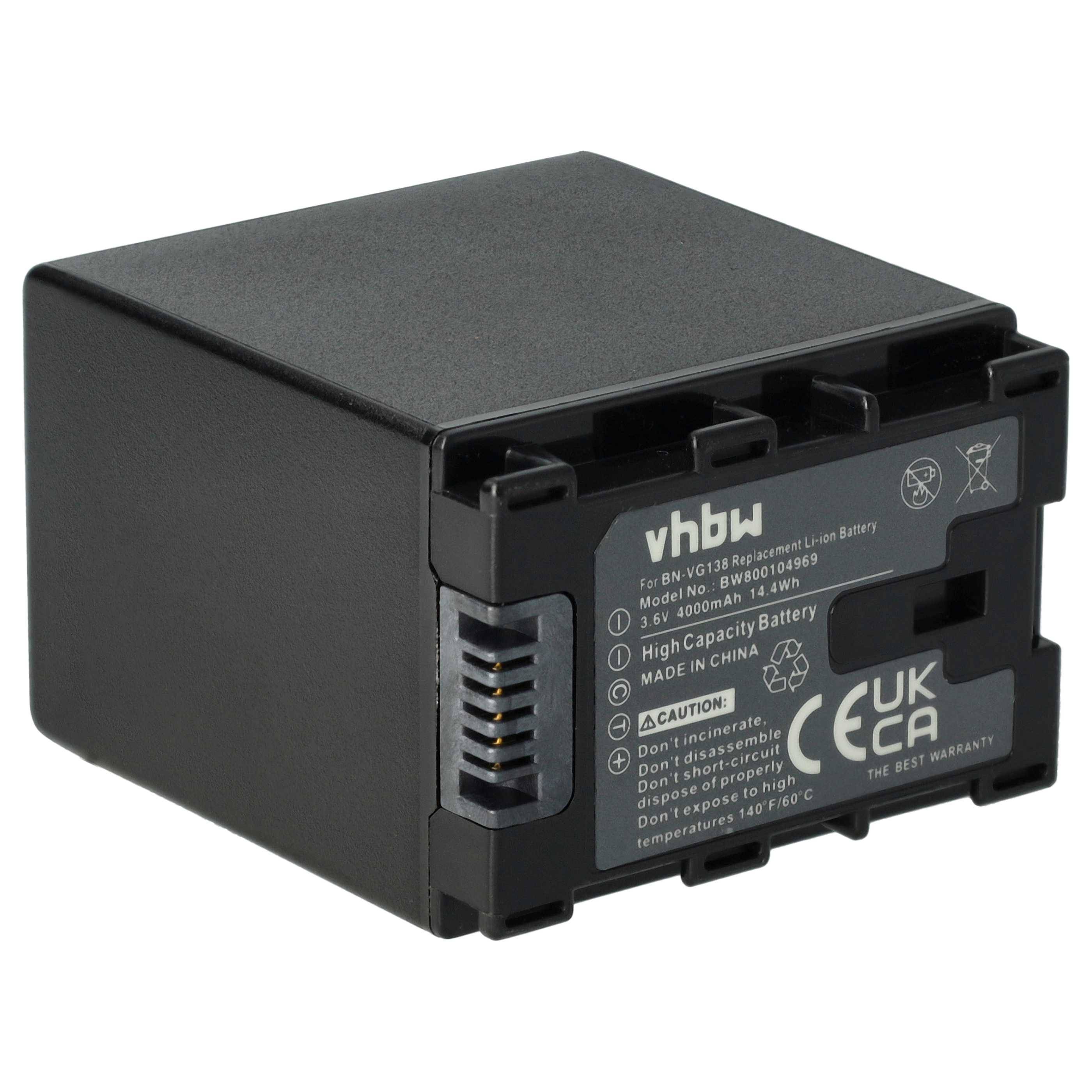 vhbw Akku kompatibel mit JVC GZ-MG750BUC, GZ-MG750BUS, GZ-MG750RU Videokamera Camcorder (4000 mAh, 3,6 V, Li-Ion) + Infochip