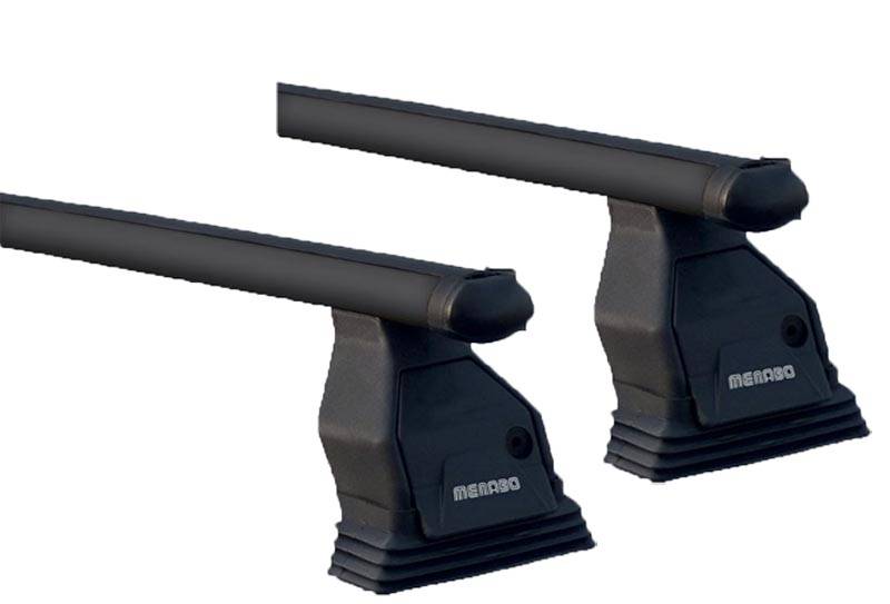 Skibox JUEASY300 300Ltr schwarz + Dachträger Menabo Tema Stahl kompatibel mit für Mercedes A-Klasse W169 2004-2012