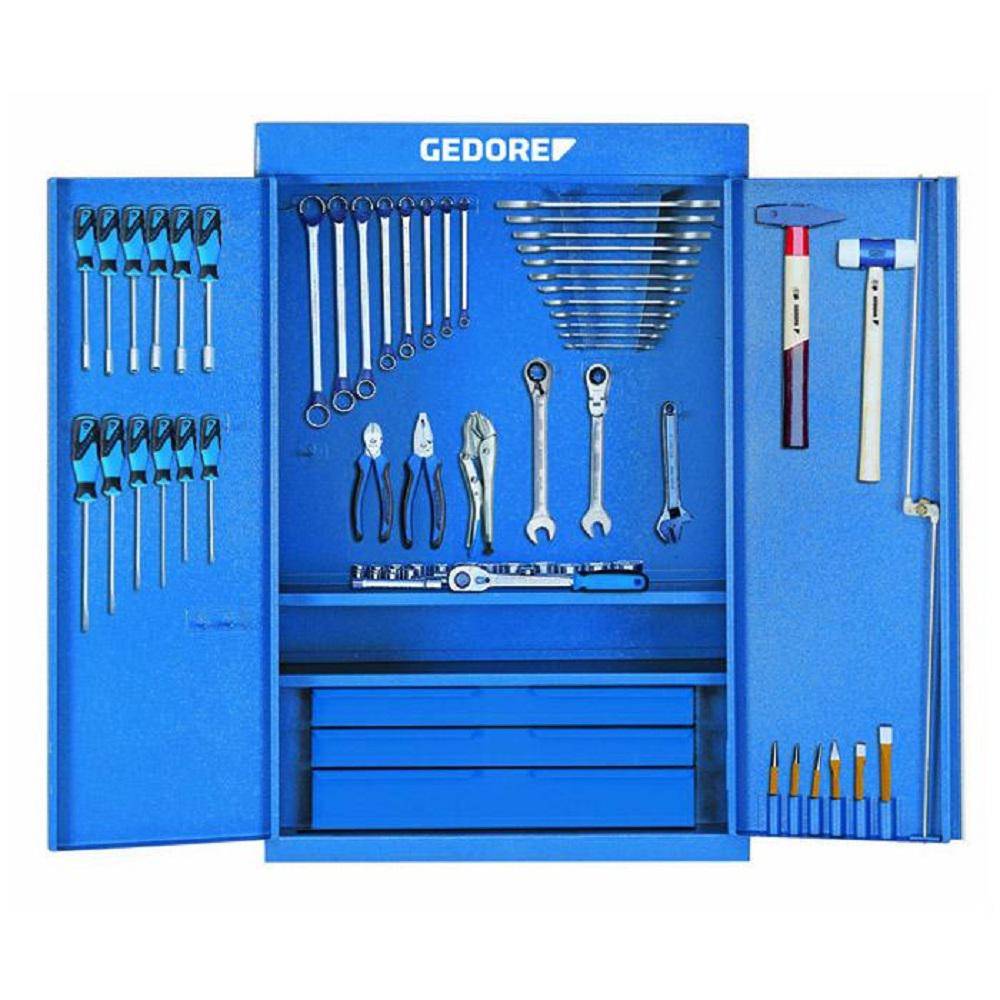 Werkzeugschrank - 3 Schubfächer - mit Werkzeugsortiment S 1400 G - mit Ablage