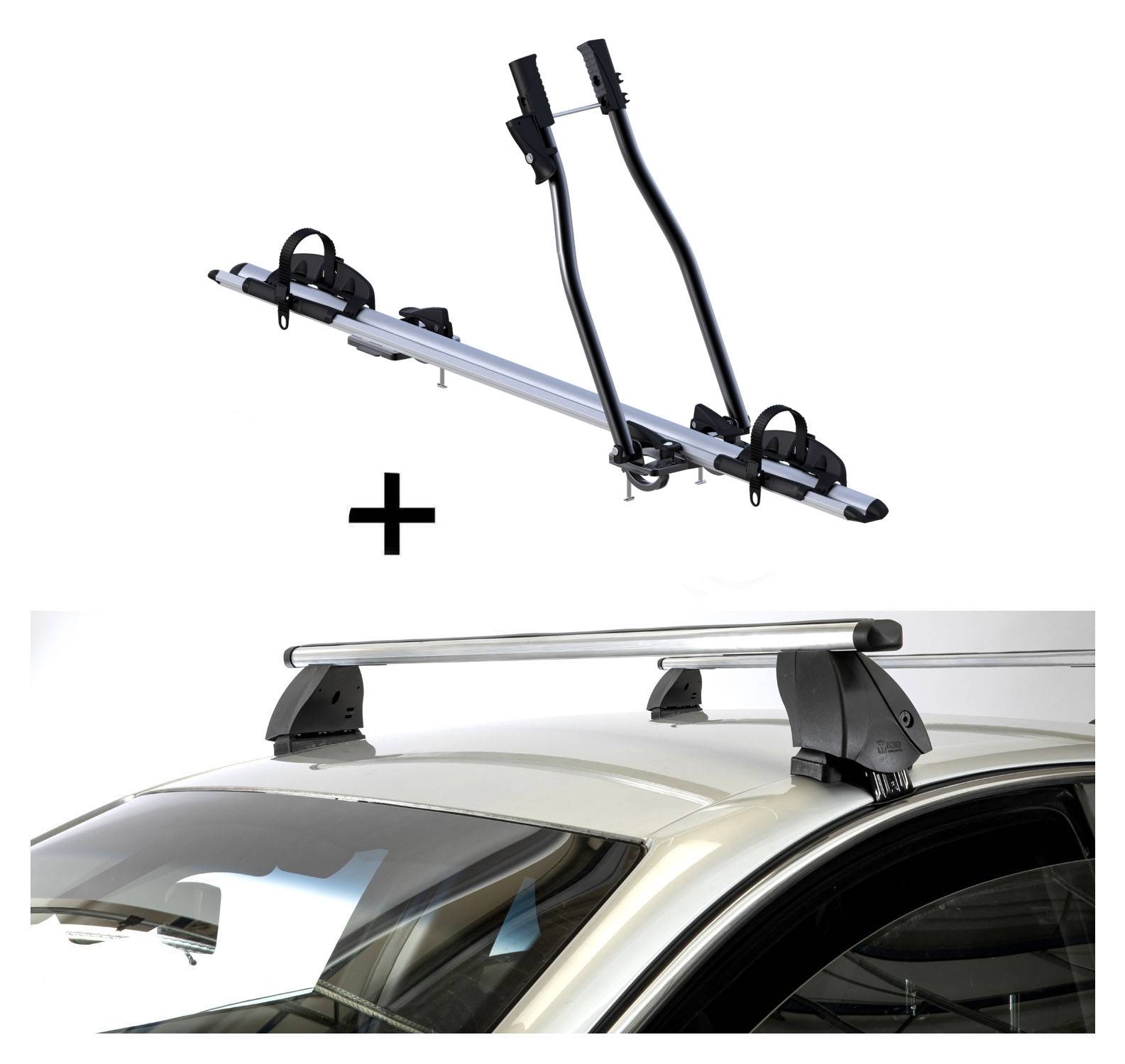 Fahrradträger SAGITTAR + Dachträger K1 PRO Aluminium kompatibel mit für Opel Grandland (5 Türer) ab 2017