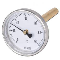 Bimetallthermometer - waagerecht - Skalenteilung 1°C - Anzeigebereich 0°C/+60°C - Tauchschaftlänge 60