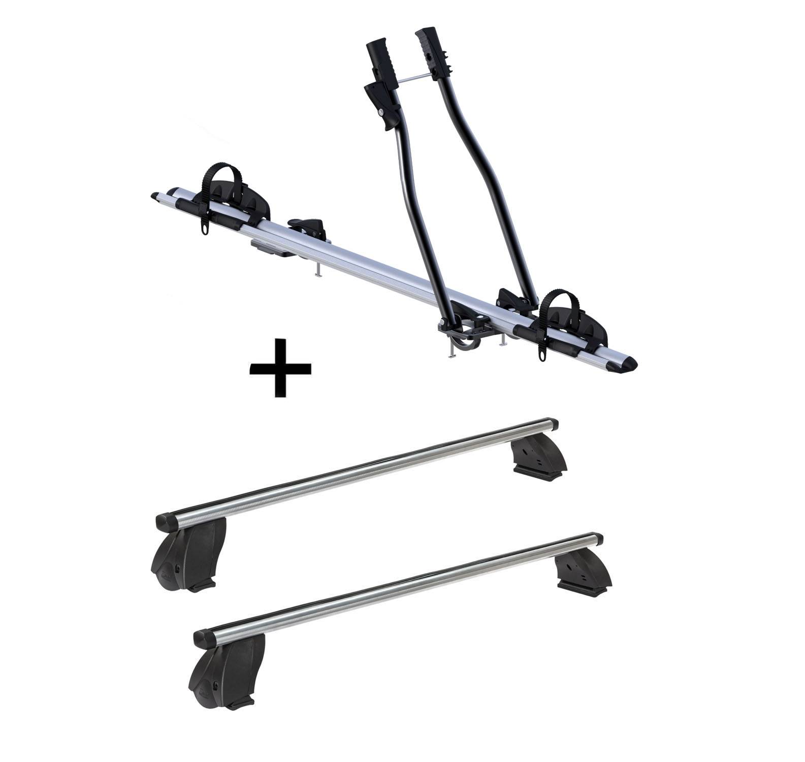 Fahrradträger SAGITTAR + Dachträger K1 PRO Aluminium kompatibel mit für VW Traporter (T5) 09-15