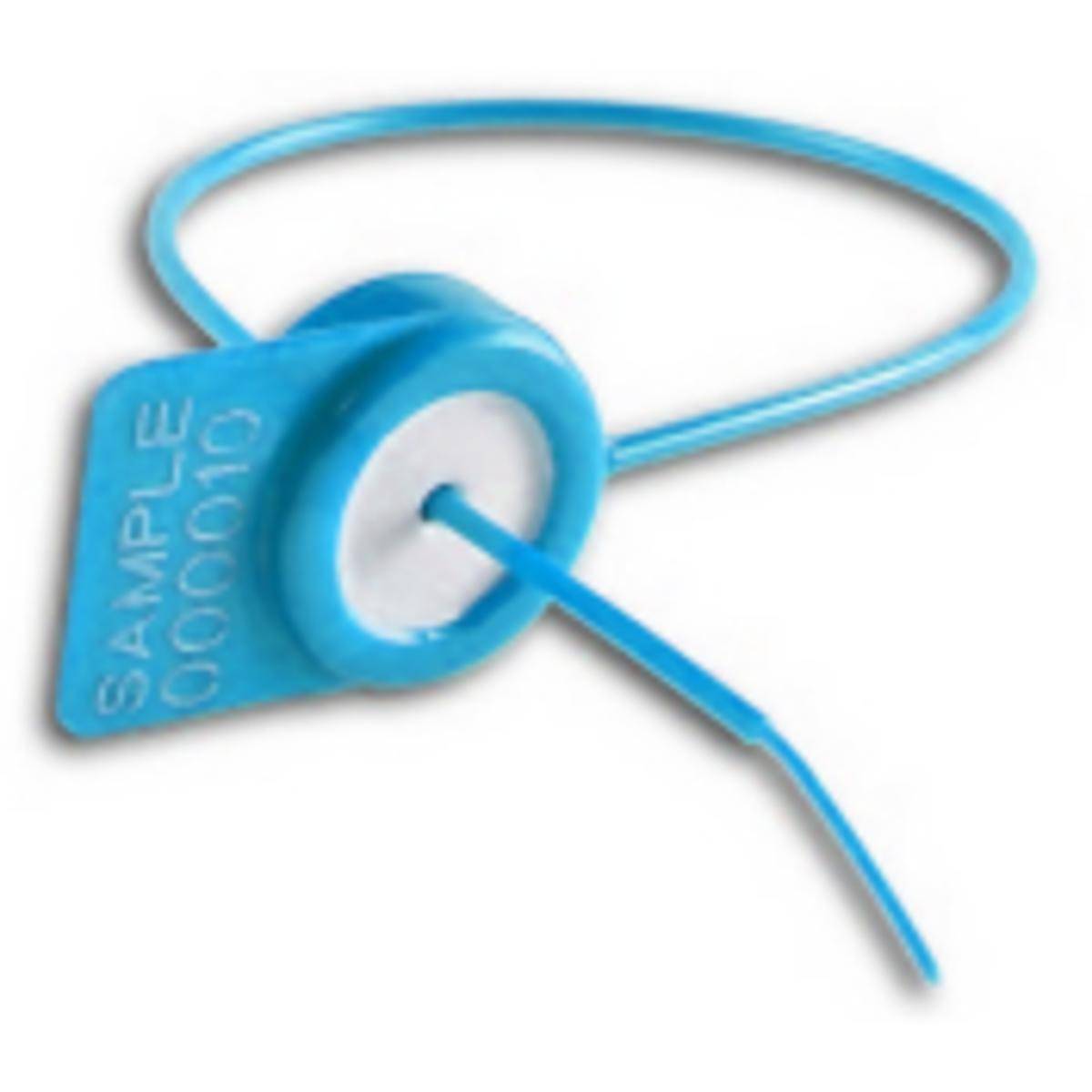 microLock Durchziehplombe, Nylon, Blau, 1,3 mm Durchmesser x 170 mm (Nutzlänge), Aufdruck: Fortlaufende Nummer (100 Stück)