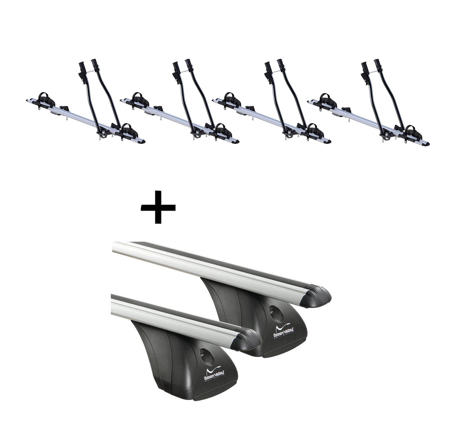 4x Fahrradträger SAGITTAR + Dachträger VDP kompatibel mit für Skoda Octavia III 4 Türer ab 2013