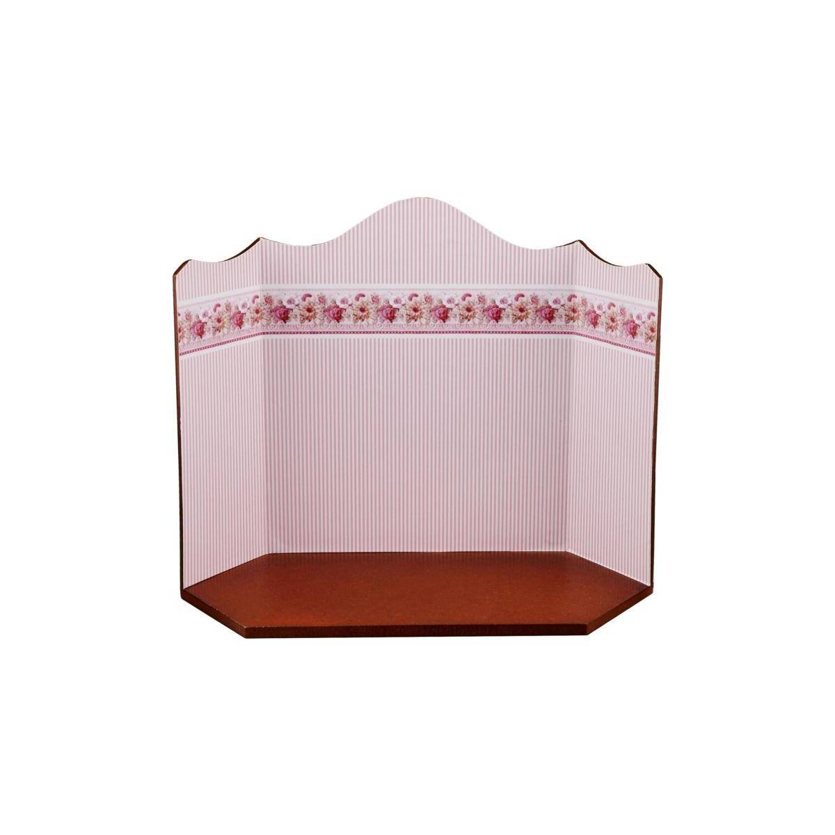 001.799/0 - Holzdisplay mit rosa Tapete, leer