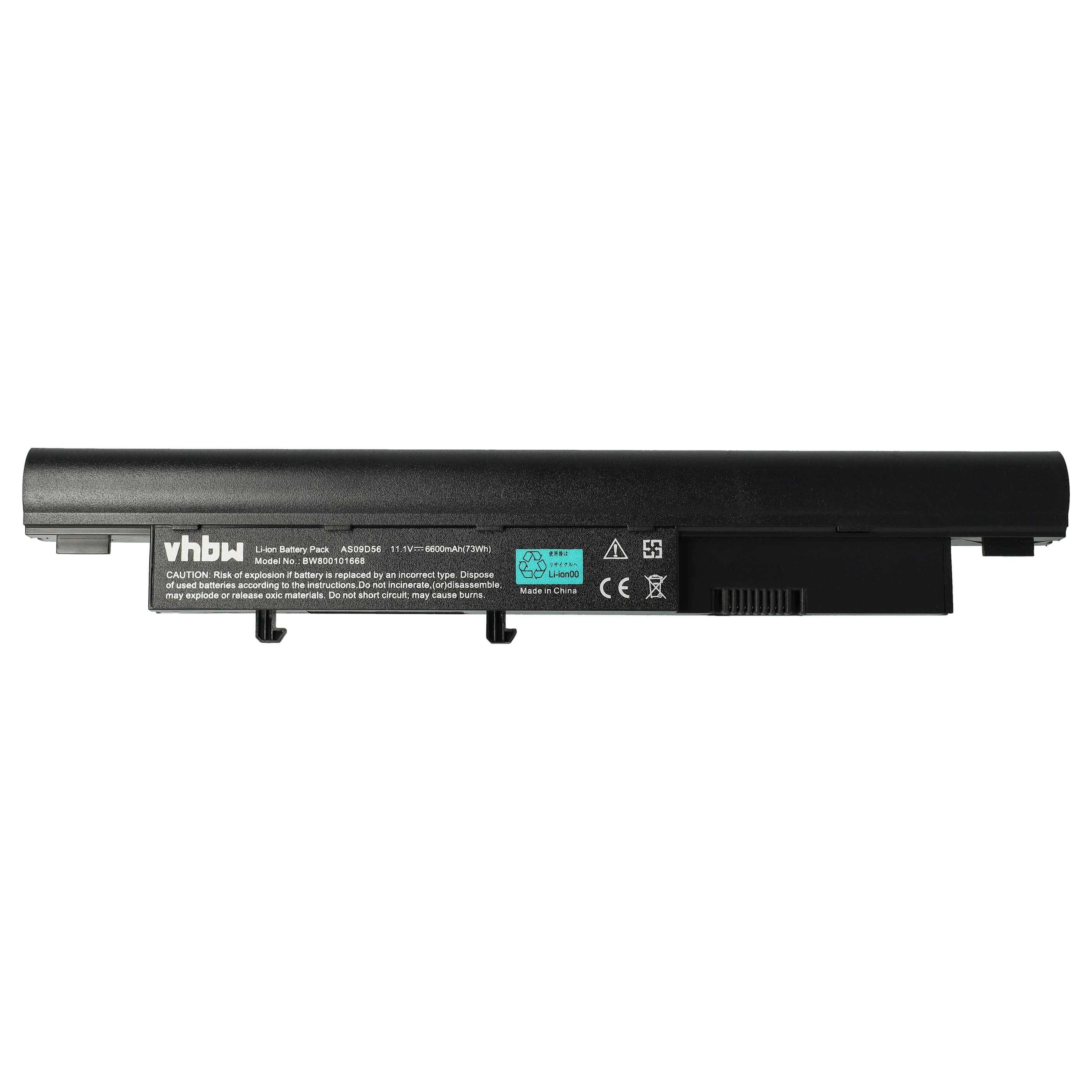 vhbw Akku kompatibel mit Acer Aspire 3810TZG, 3810TZ-4880, 3810TZ-4806, 3810TZ-414G32N Notebook (6600 mAh, 11,1 V, Li-Ion)