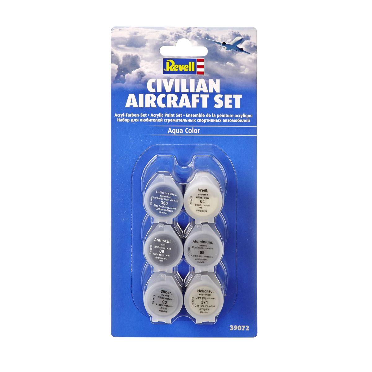 AQUA COLOR Farbset, 6 Farben, Zivilflugzeuge
