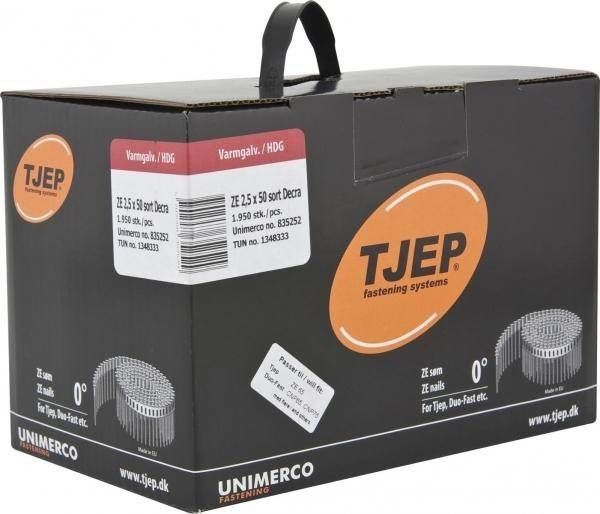 Coilnägel ZE 2,5x50mm Ring feuerverzinkt SCHWARZ 0° Tjep ZE65 Coilnagler DECRA ICOPAL 1,95M