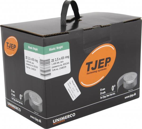 Coilnägel ZE 2,5x65mm Ring blank 0° Tjep ZE65 ZE75 Coilnagler Paslode Duo Fast CPN65 1,3M