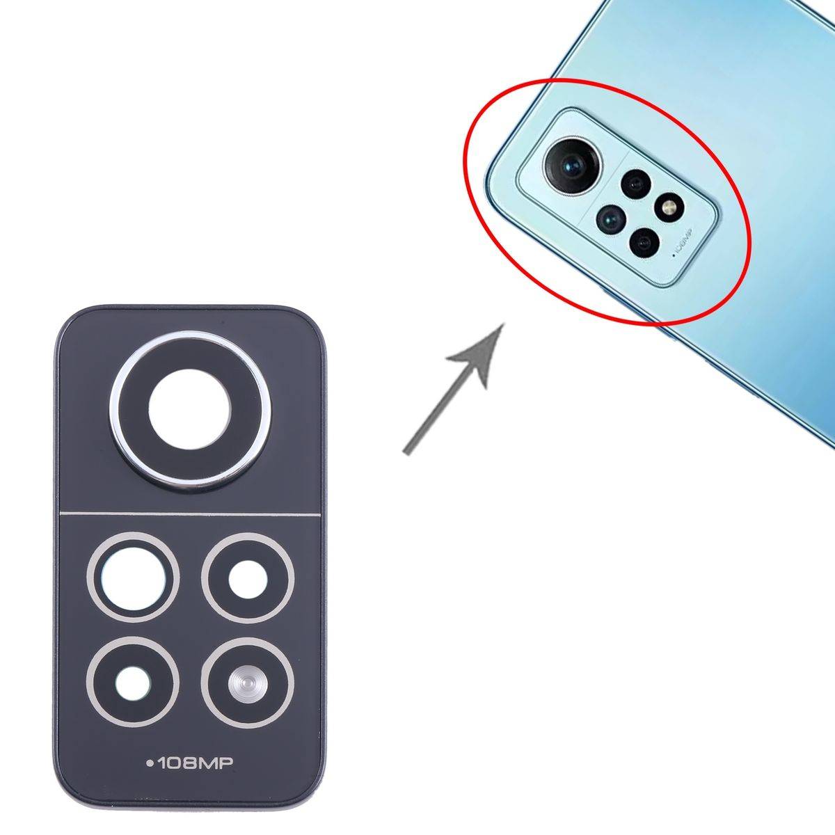 Für Xiaomi Redmi Note 12 Pro 4G Rück Kamera Linsen Cover Ersatzteil Schwarz