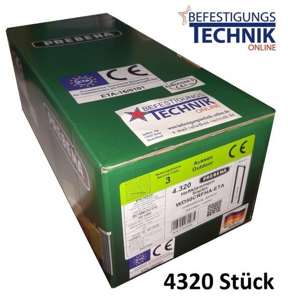 Prebena Klammern WD-50CRF 50mm rostfrei 4C-WD75 Haubold BK 2550 PN 2550 KL-54 4,32M P