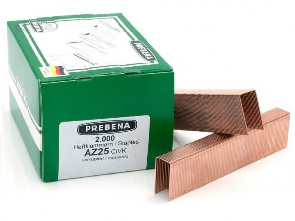 Prebena Klammern AZ25CIVK 25mm verkupfert für Matrizenhefter 1A-AZ25BNH KL-63 2M