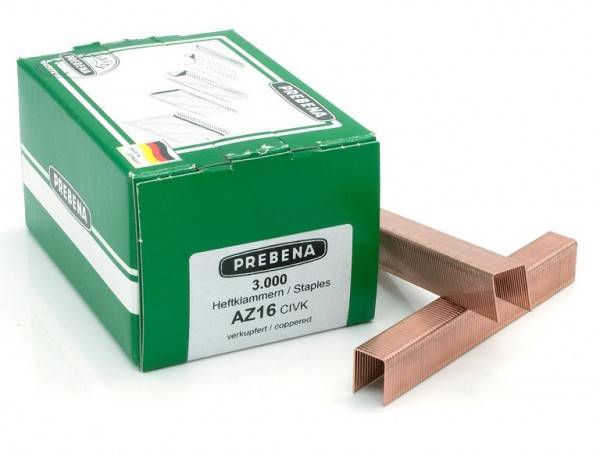 Prebena Klammern AZ16CIVK 16mm verkupfert für Matrizenhefter 1A-AZ16BNH 1A-AZ25BNH KL-63 3M