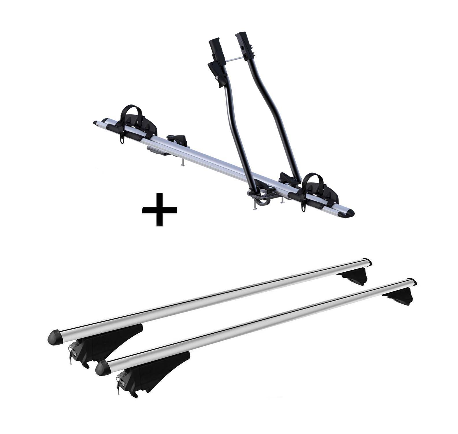 Fahrradträger SAGITTAR + Alu Dachträger Tiger Relingträger kompatibel mit für Ford Focus IV Activeab 19