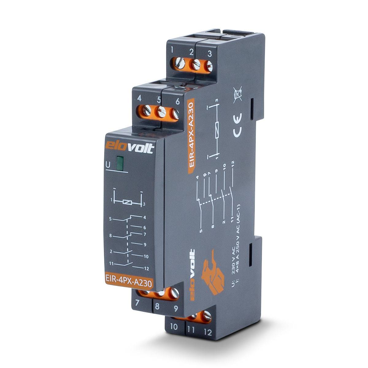 ELOVOLT EIR-4PX-A230 - Schaltrelais 4 Schliesser 230V AC 8A Installationsrelais