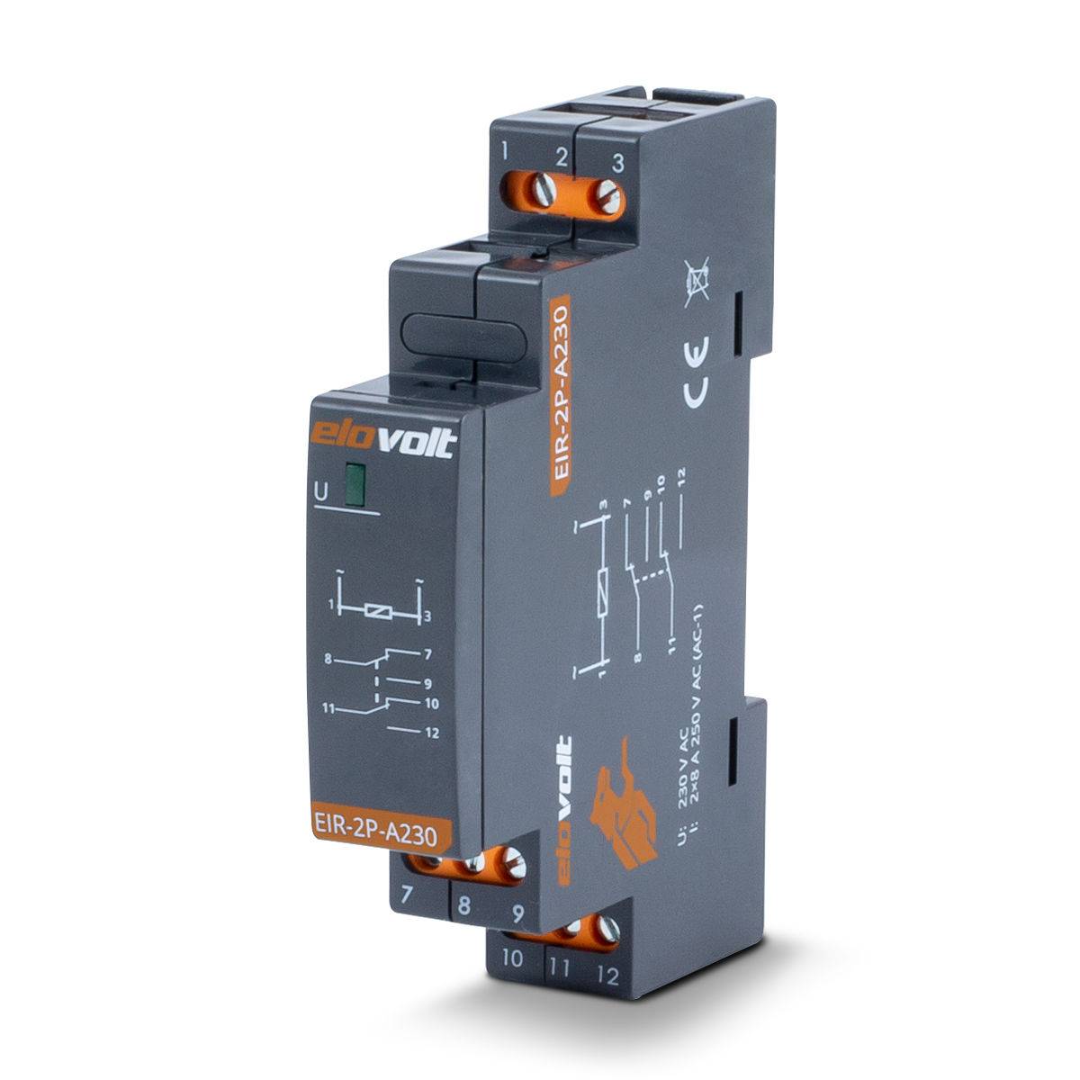 ELOVOLT EIR-2P-A230 - Schaltrelais 2 Wechsler 8A 230V AC Installationsrelais