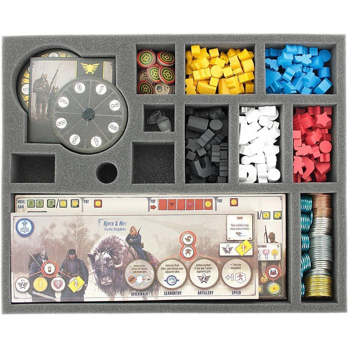 AVFL040BO - 40 mm Schaumstoffeinlage mit 13 Fächern für die Scythe Brettspielbox