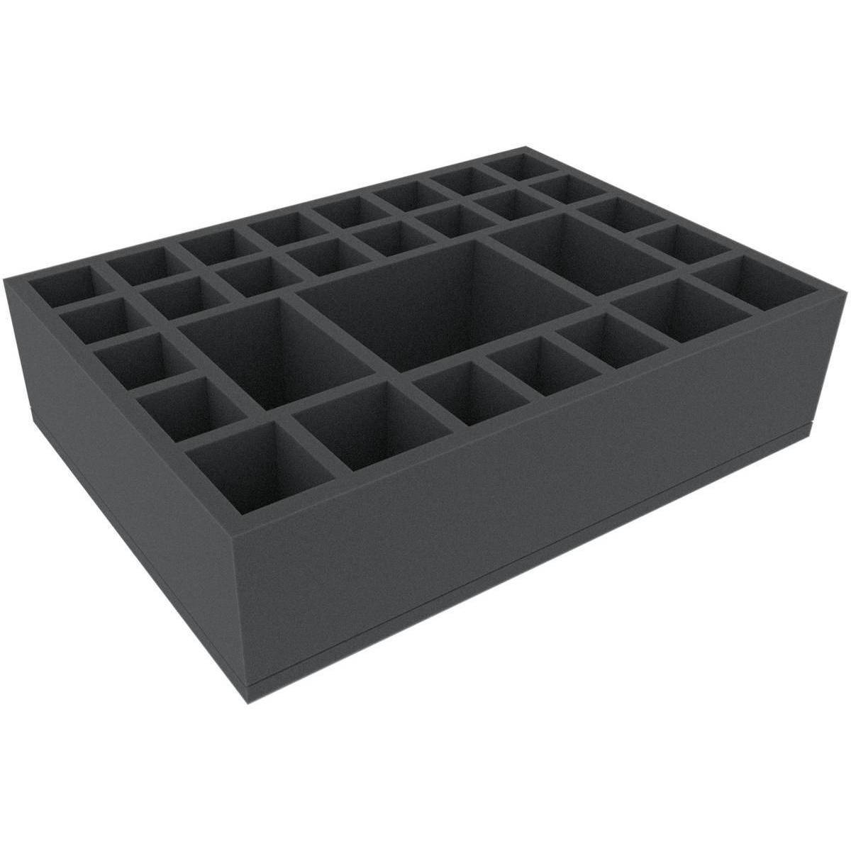 DDMFIB090BO - 360 mm x 260 mm x 90 mm Schaumstoffeinlage für Brettspiele mit 30 Fächer