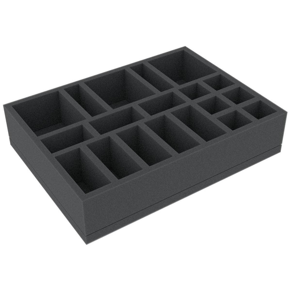 HGMFGJ050BO - 230 mm x 170 mm x 50 mm Schaumstoffeinlage für Brettspiele mit 19 Fächer