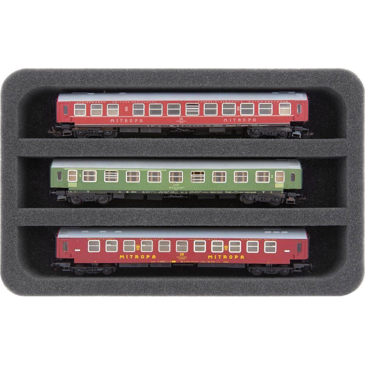 HS040A001 - Schaumstoffeinlage Spur TT - liegend - 3 Stege für Modelleisenbahn Lok