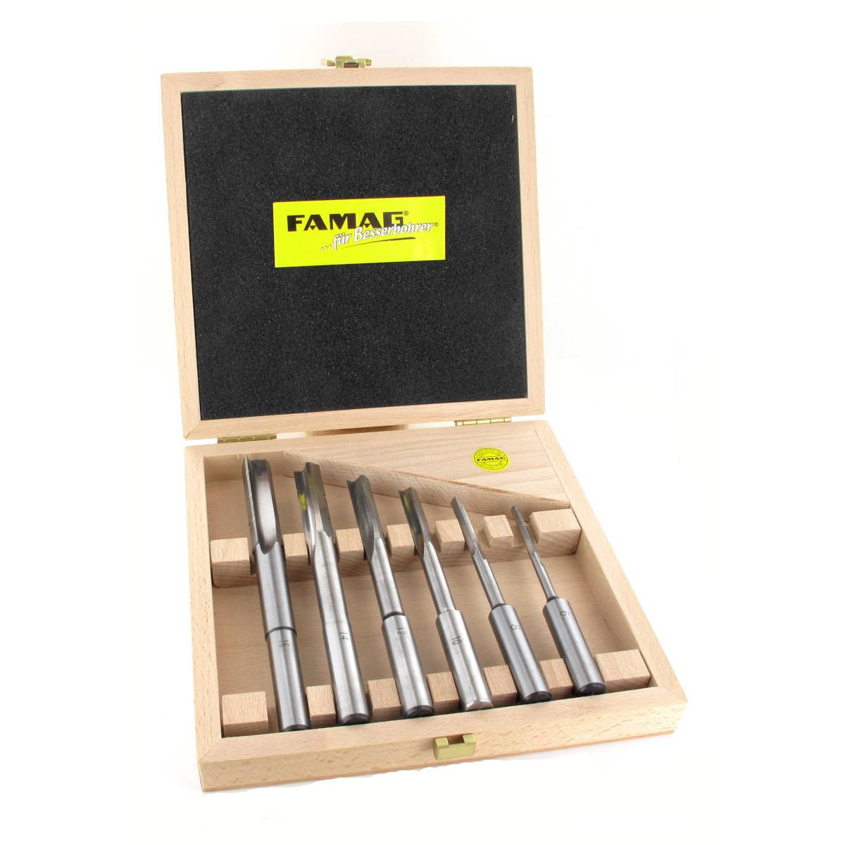 Famag Langlochfräsbohrer rechtsschneidend, 6 - teiliger Satz im Holzkasten 1601.606