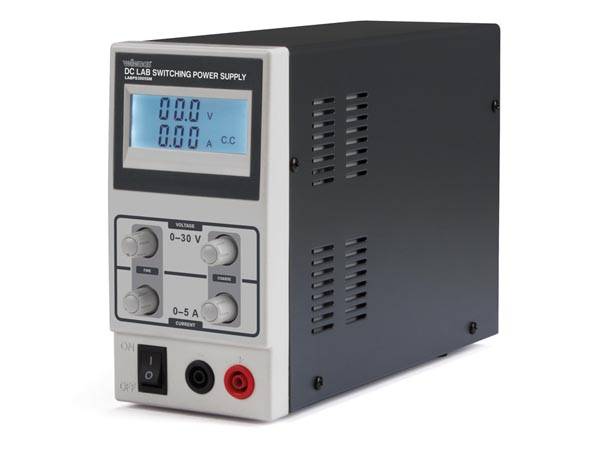 Labornetzgerät, Schaltnetzteil, einstellbar, 0-30 VDC/0-5 A, Strombegrenzung, kurzschlussfest, LCD-Anzeige, Grau