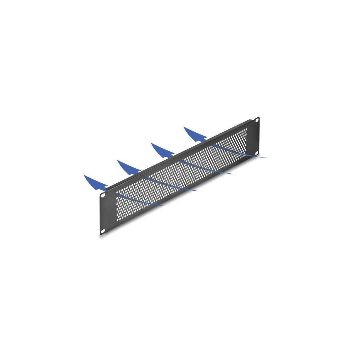 Delock - Glasfaser-Blindblech - mit runden Löchern - Schrankmontage - Schwarz - 2U - 48.3 cm (19")
