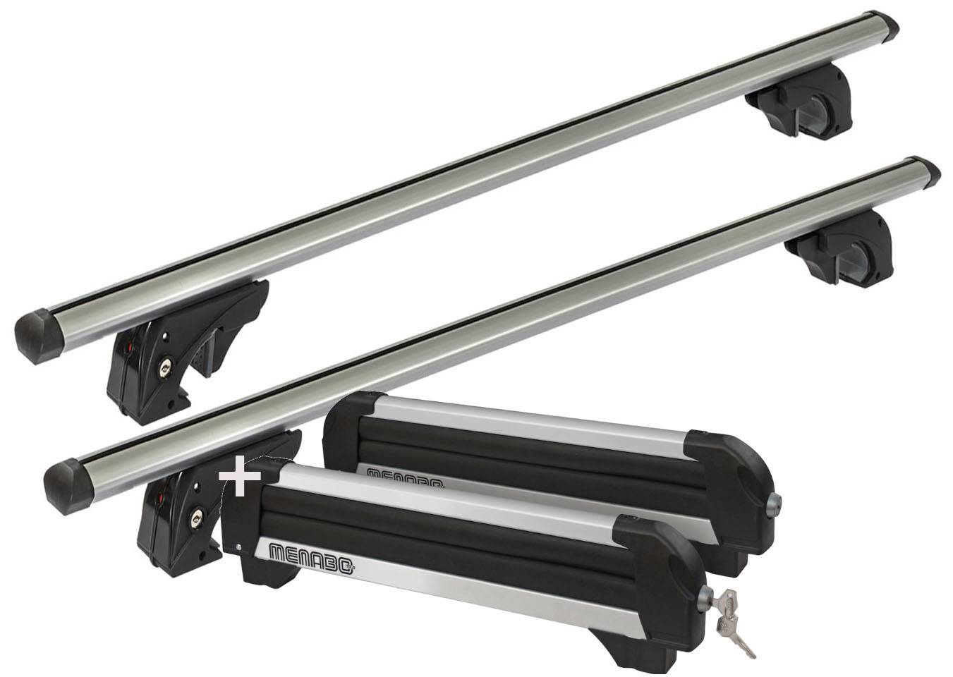 Skiträger ICEBERG 4 Paar Ski + Dachträger/Relingträger VDPLION1 kompatibel mit für Mitsubishi Galant Kombi (5 Türer) 96-03