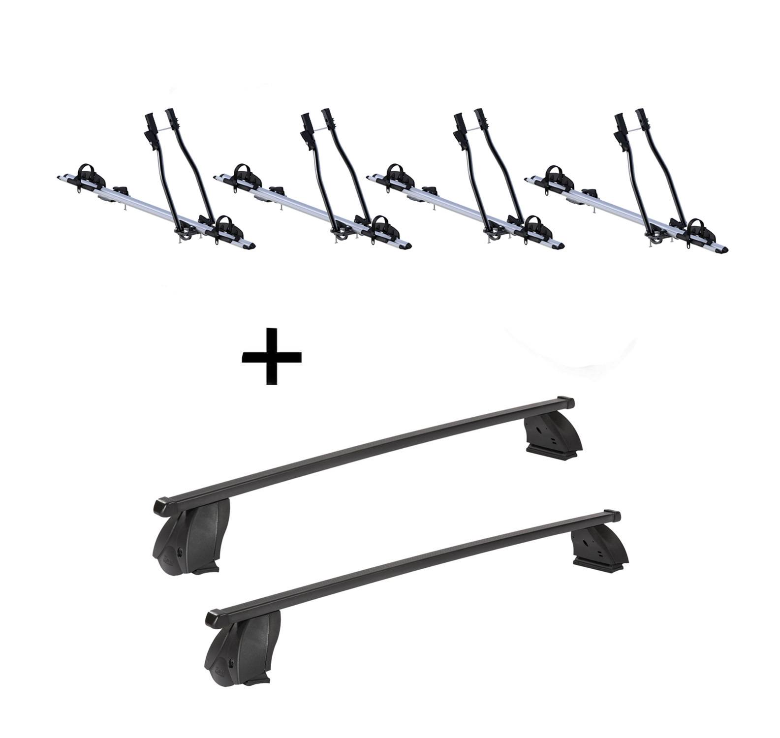 4x Fahrradträger SAGITTAR + Dachträger K1 MEDIUM kompatibel mit für Mercedes C (W205) (4Türer) ab 14