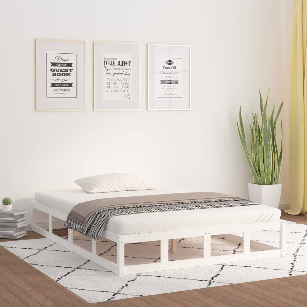vidaXL Massivholzbett Weiß 140x190 cm