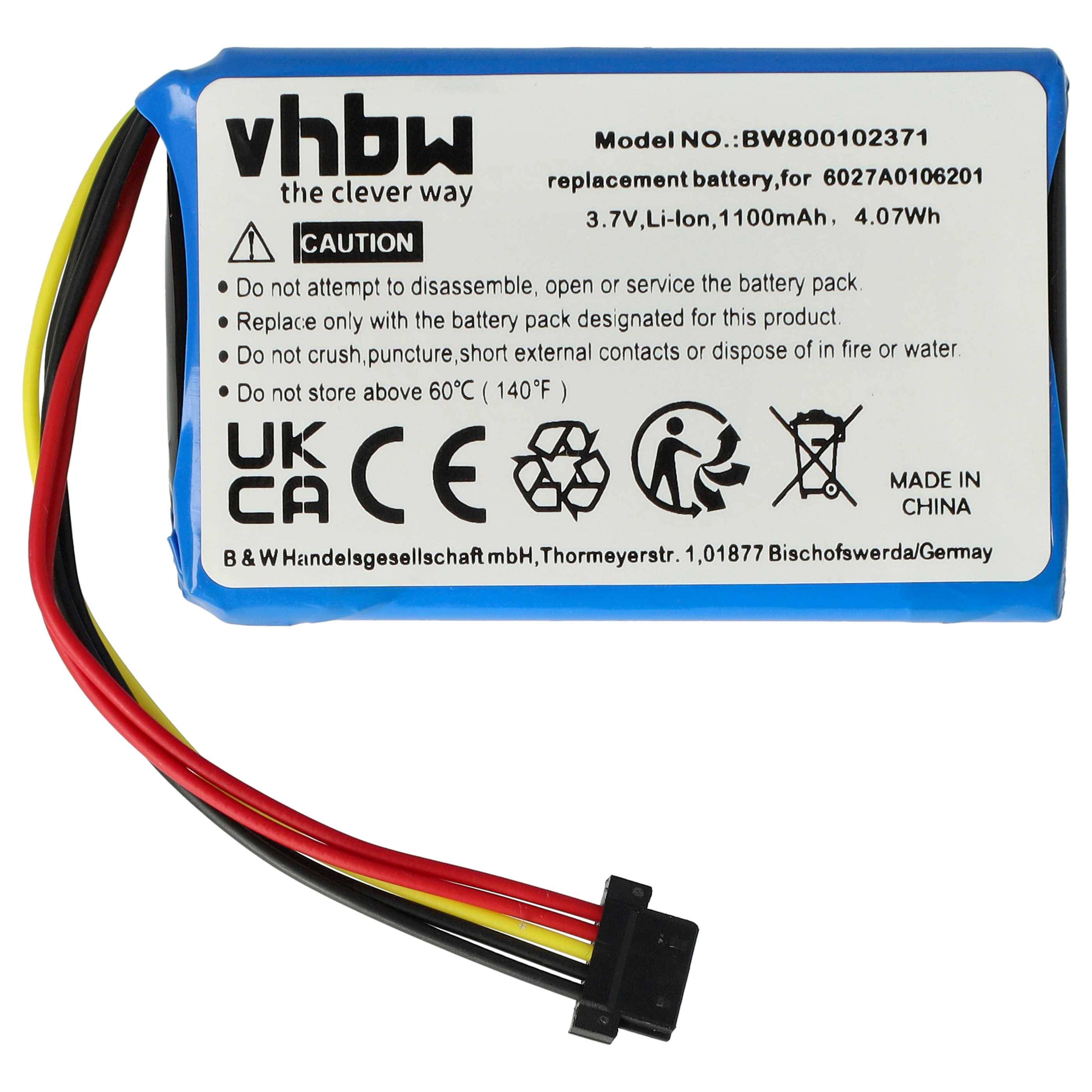 vhbw Akku kompatibel mit TomTom Pro Truck 5250 | GPS Navigation Navi (1100 mAh, 3,7 V, Li-Ion)