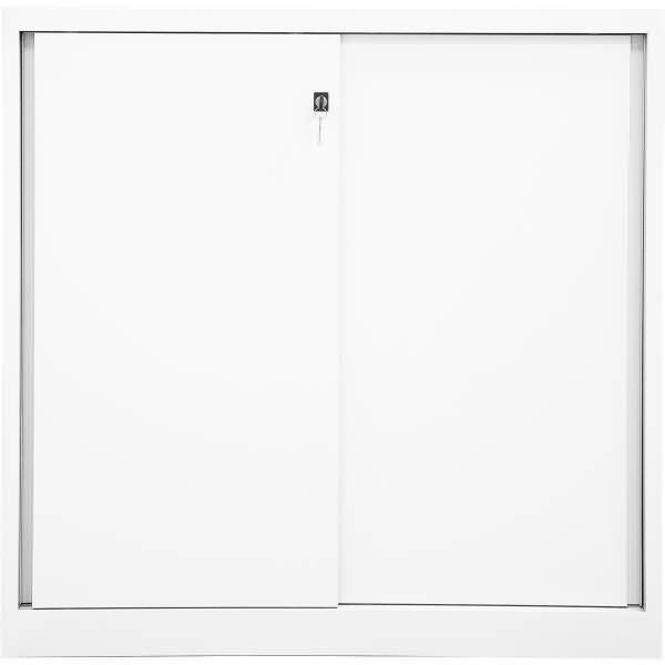 Schiebetürenschrank Eco Stahl 2 Fachböden 3 OH verkehrsweiß