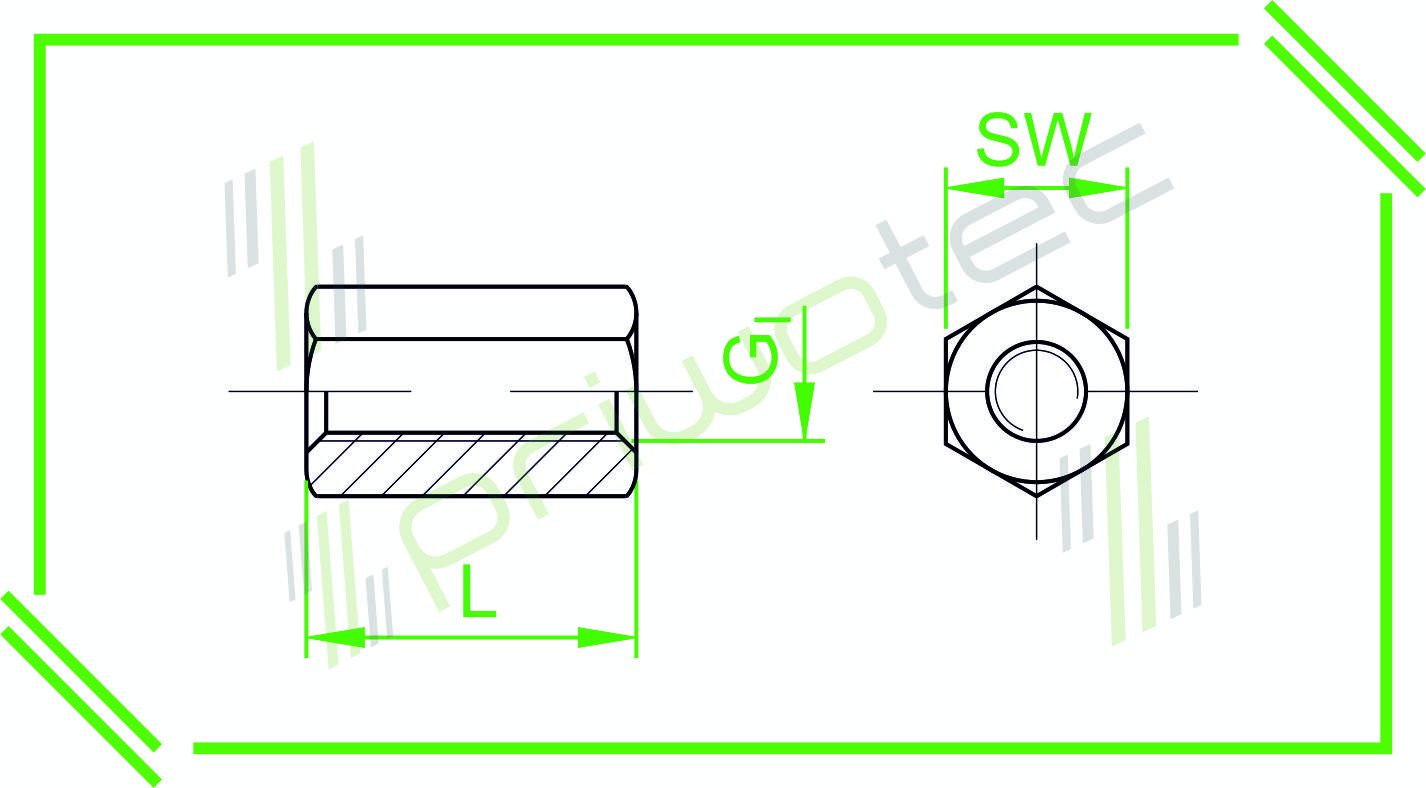 Abstandsbolzen I/I SW5,5x18 I/I=M3 durchgehend MS-NI (100 Stk.)