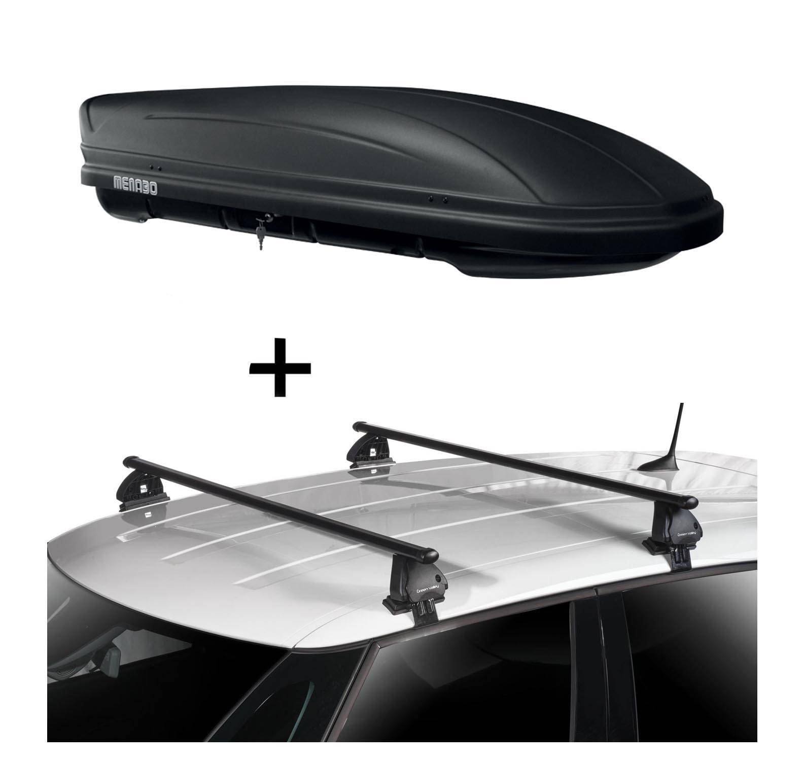 Dachbox MAA400 400 Liter matt + Dachträger VDP EVO Stahl kompatibel mit für Opel Crossland X 5 Türer ab 2017