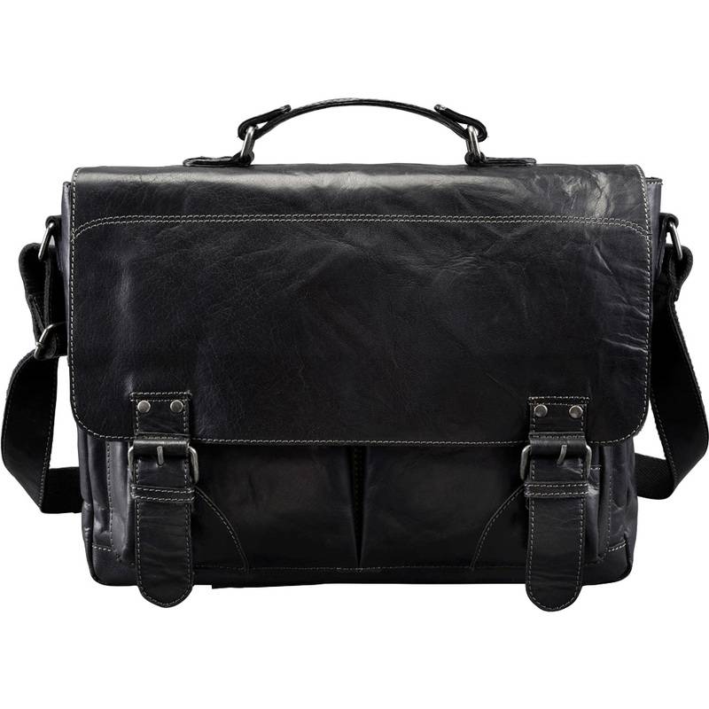 PRIDE&SOUL Umhängetasche "Business Bag L", Leder, schwarz