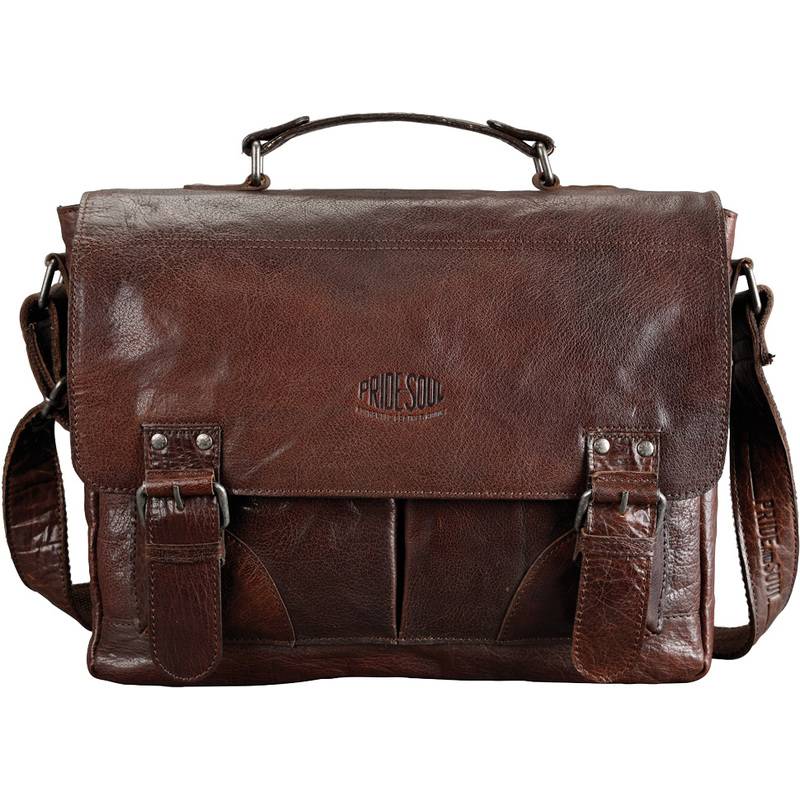 PRIDE&SOUL Umhängetasche "Business Bag L", Leder, braun