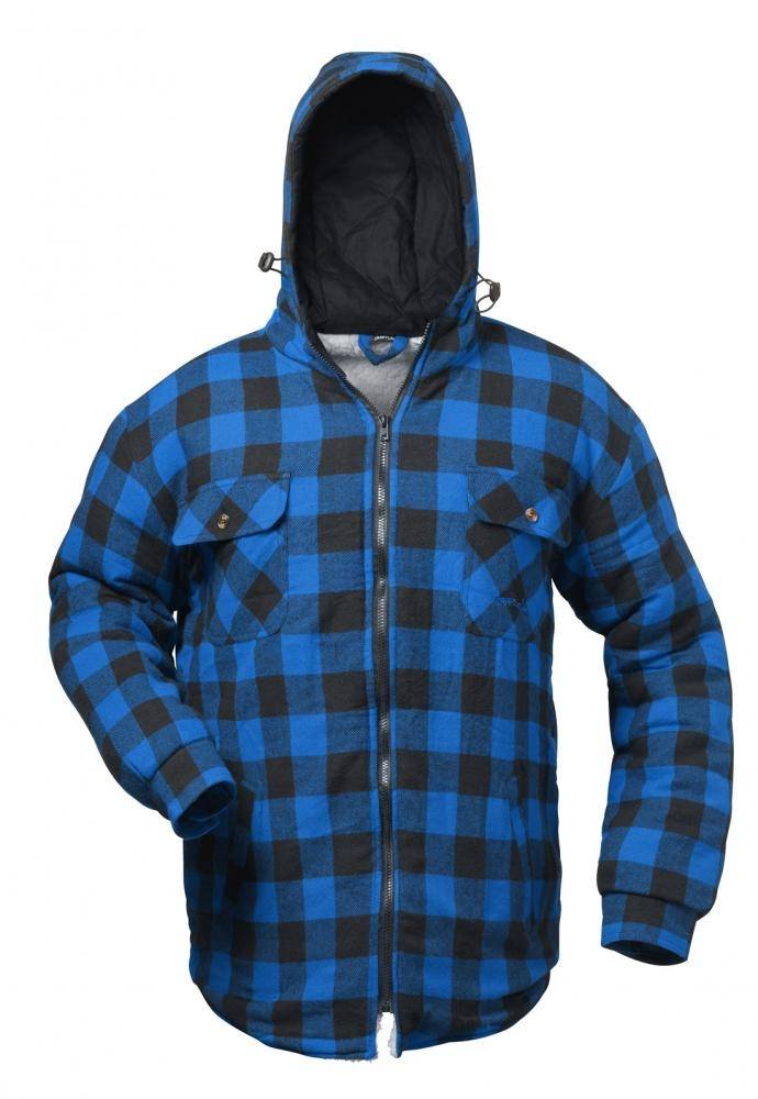 ALBERTA Thermo-Hemd mit Kapuze, Blau/Schwarz Kariert, Gr.L