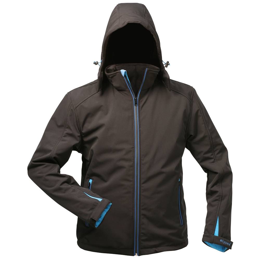 URANOS Softshell-Jacke mit Kapuze, Thinsulate-Wattierung, Schwarz/Blau, Gr.M