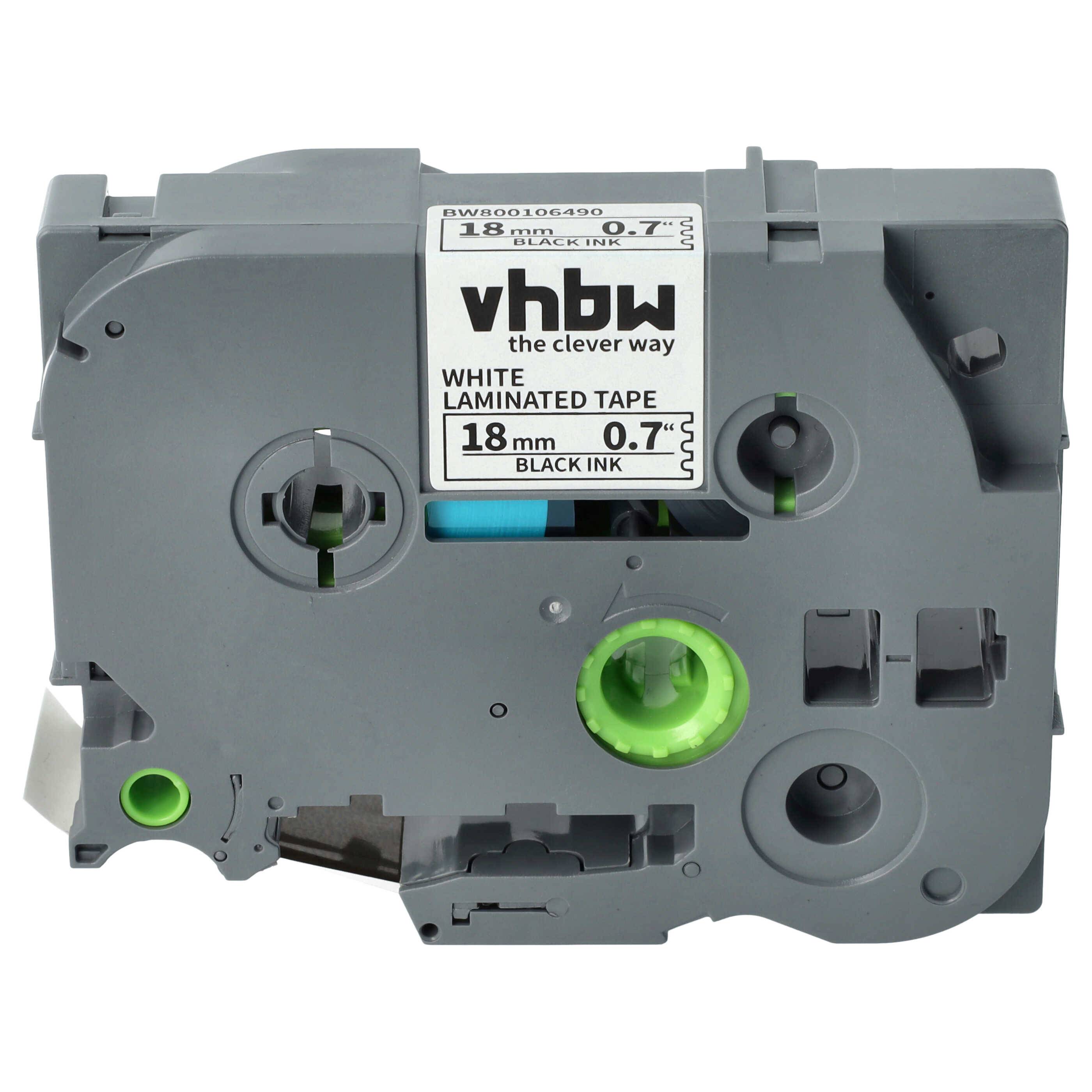 vhbw 1x Schriftband-Kassette kompatibel mit Brother PT 2400 E | 2400, 220, 18 R, 1850 VP, 1950 VP, 210 E Etiketten-Drucker 18mm Schwarz auf Weiß