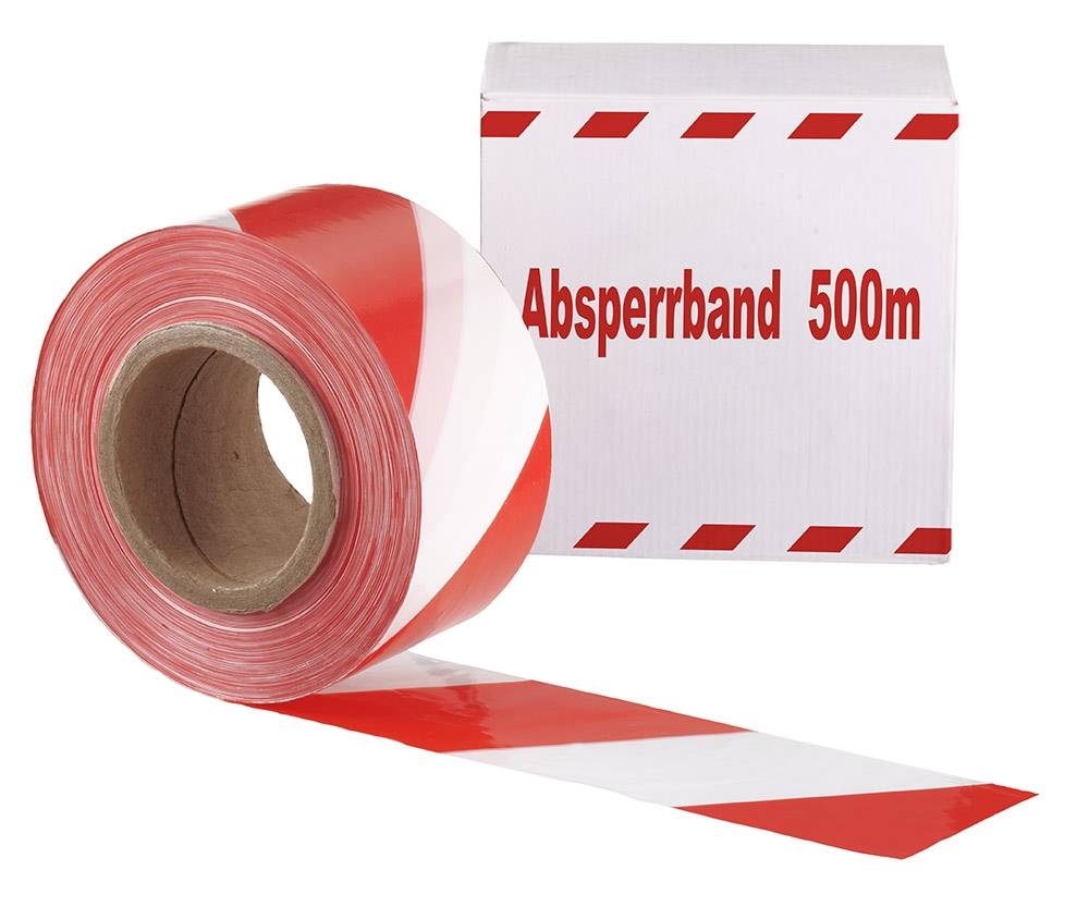 Baustellen-Absperrband, Rot/Weiss 100 m 75 mm Breit