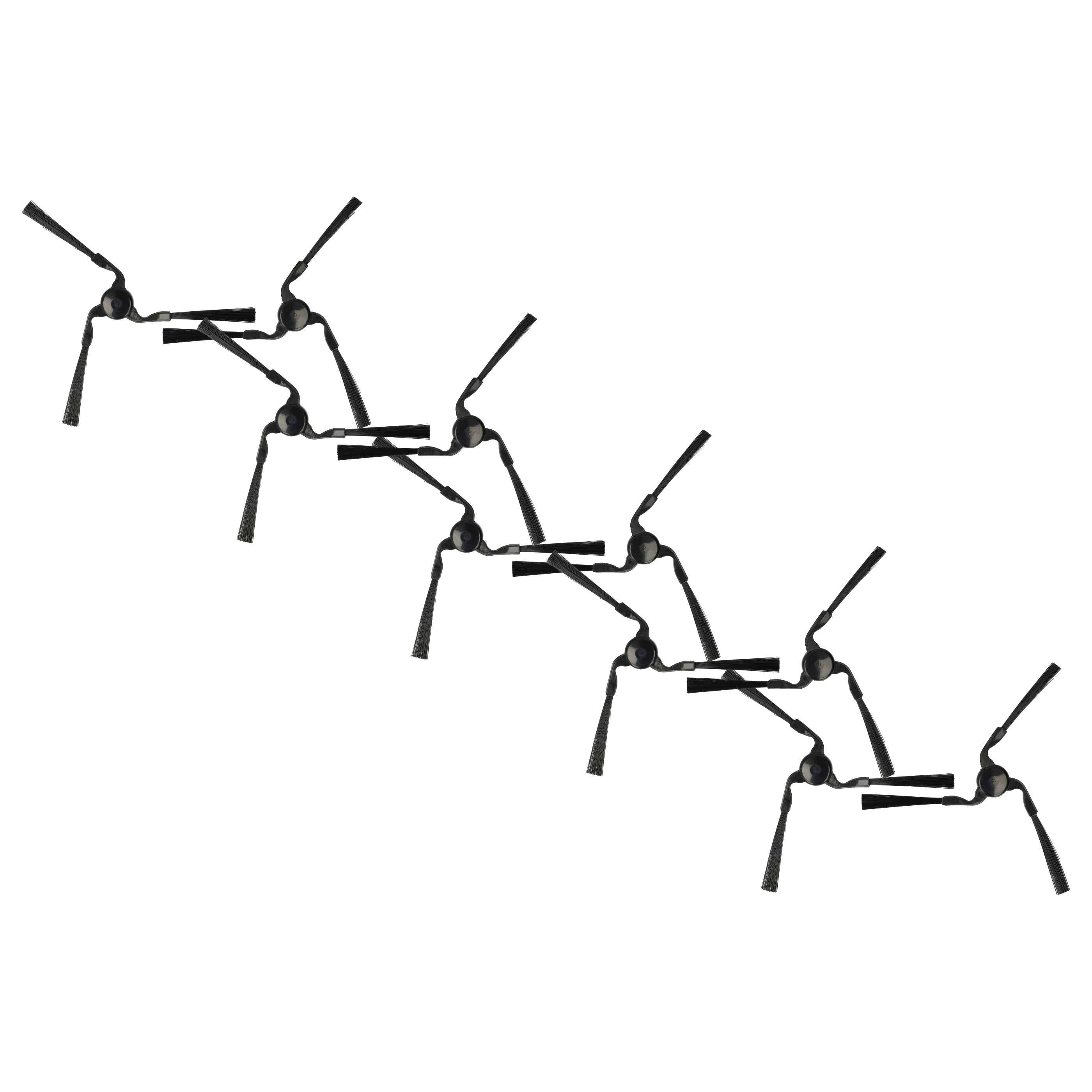 vhbw 10x Seitenbürste Ersatz für Yujin Roboter P034, P035 für Saugroboter - Reinigungsbürsten Set, links/rechts, schwarz