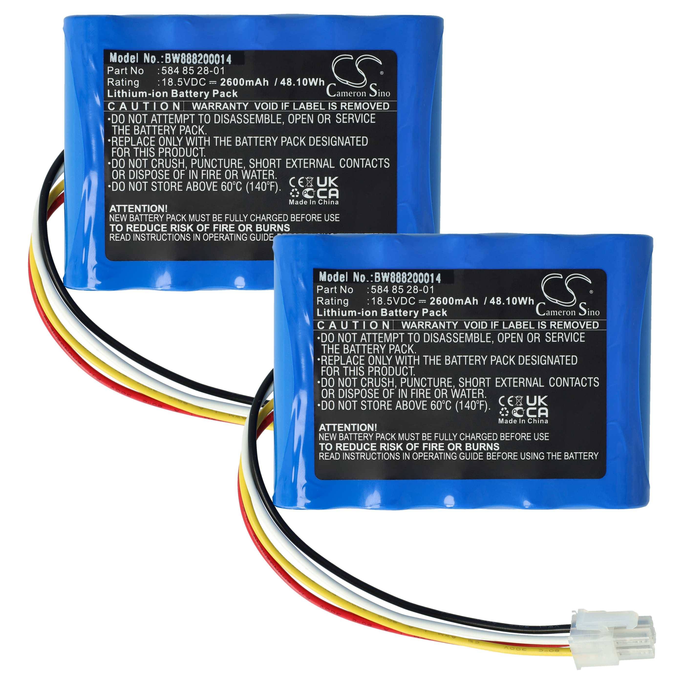 vhbw 2x Akku Ersatz für Husqvarna 592 96 83-01, 589 58 62-01 für Rasenmäher (2600mAh 18,5V Li-Ion)