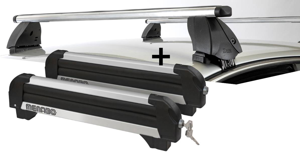 Skiträger ICEBERG 4 Paar Ski + Dachträger K1 PRO Aluminium kompatibel mit für Mini Cooper (3Türer) 01-13