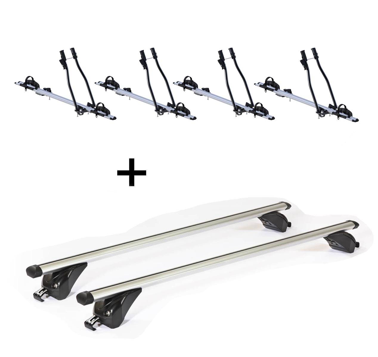 4x Fahrradträger SAGITTAR + Dachträger/Relingträger VDP KING1 kompatibel mit für Volvo XC60 (5 Türer) 14-17