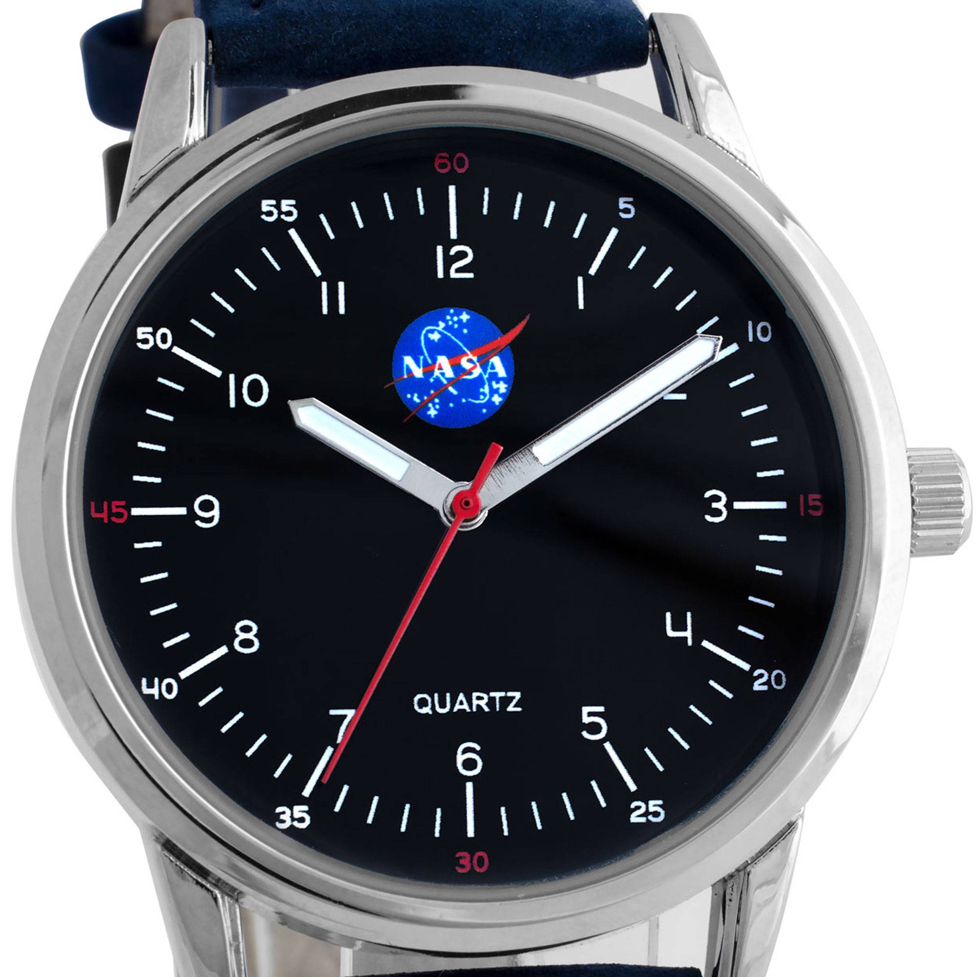 NASA Herrenarmbanduhr mit Lederarmband Astronaut Weltall Quarzuhr 40 mm Japanisches Quarzuhrwerk - 2-MV1422-1