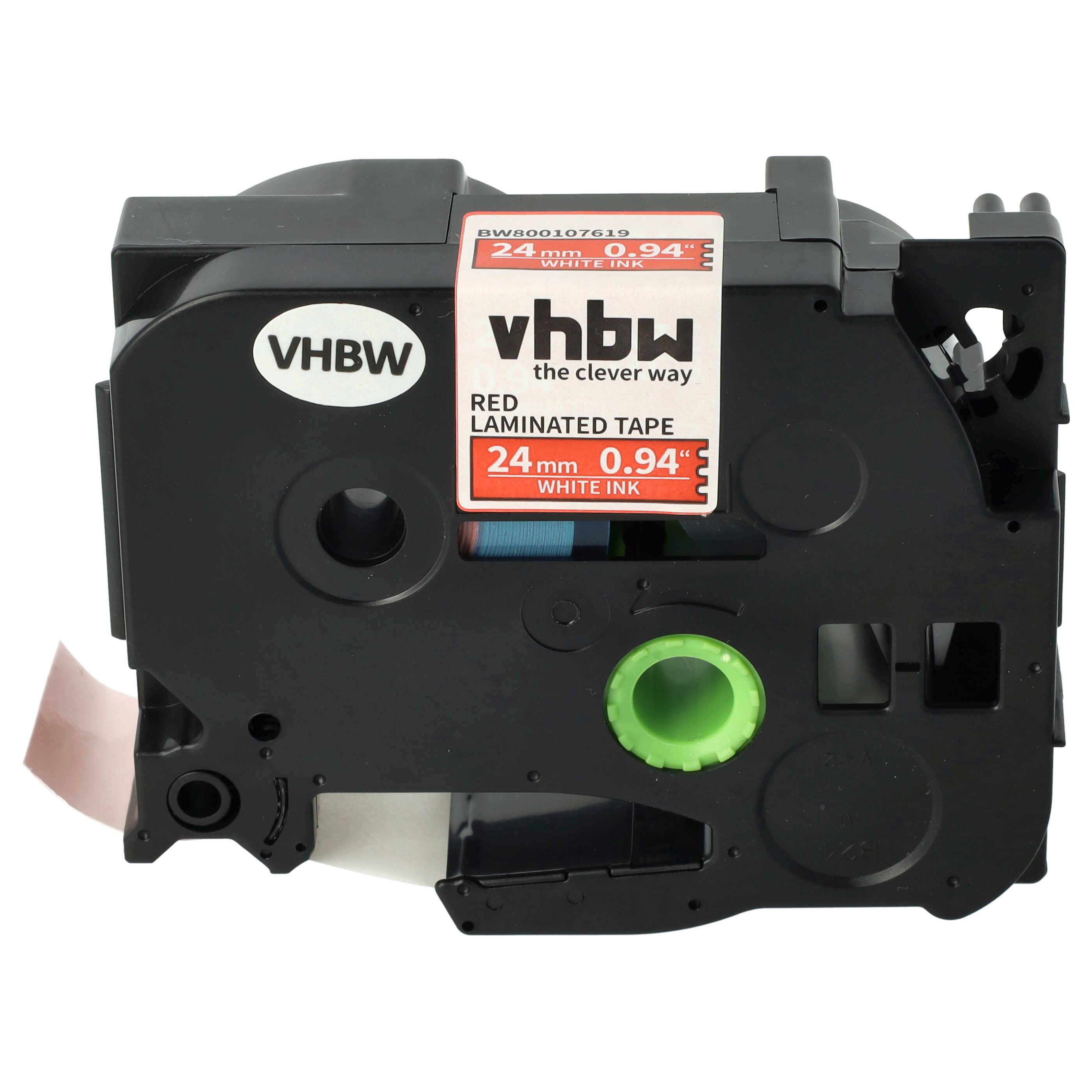 vhbw Schriftband-Kassette Ersatz für Brother TZE-455, TZ-455 für Etiketten-Drucker 8m x 24mm Weiß auf Rot